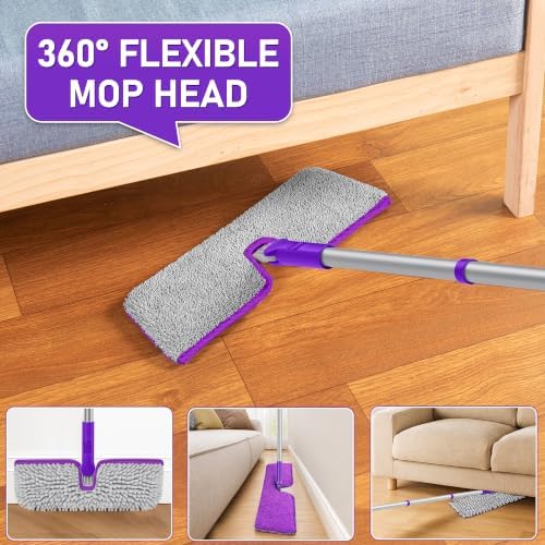 2-Sided Microfiber Flat Mop for Hardwood Floors & Walls Cleaning - Image 4