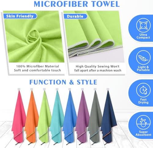 HOEAAS 2 Pack Microfiber Camping Towels, Quick Dry Towel, Super Absorbent Ultra - Image 5