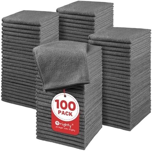 Orighty Washcloths Bulk, 100 Pack Microfiber Face Towels, 12x12 Inch Grey by AllRightinOrighty