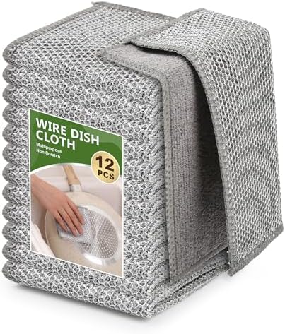 12PK Multipurpose Wire Dishcloth, Double-Side Mesh Scrubbing Cloth by WYDZKJ