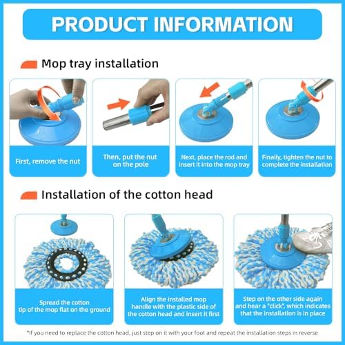 Spin Mop Replacement Handle 360 Degree Spin Mop Pole Handle Replacement - Image 3