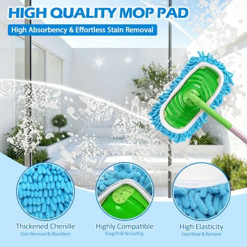 4PCS Blue Reusable Chenille Mop Pads - Image 5