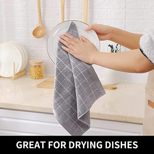 Homaxy 100% Cotton Terry Kitchen Dish Cloths, 12 Pack, Light Grey - Image 4
