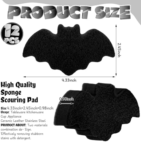 Tioncy 12 Pack Halloween Bat Kitchen Sponges - Image 3