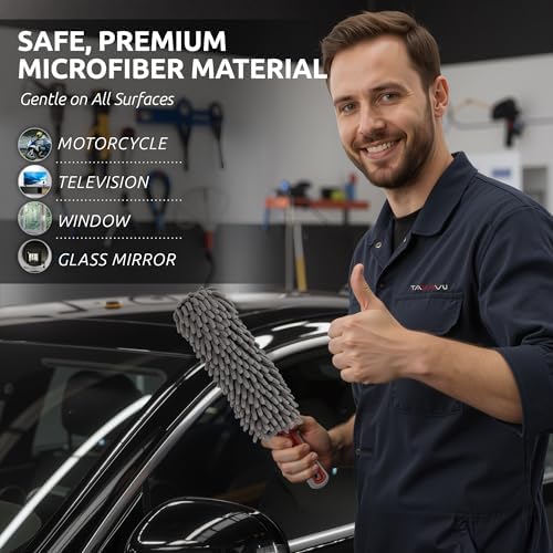 TAKAVU Car Duster Interior, 360° Microfiber Fingers, Lint & Scratch Free - Image 5