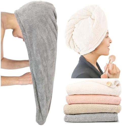ROLSHOL 4 Pack Extra Large Microfiber Hair Towel Wraps by ROLSHOL