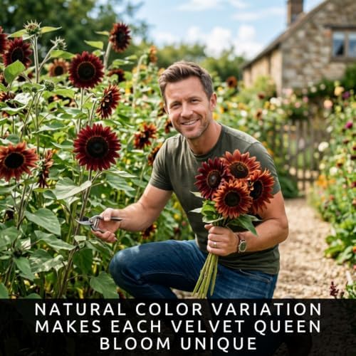 50 Velvet Queen Sunflower Seeds | Burgundy Red Flower Seeds - Image 3