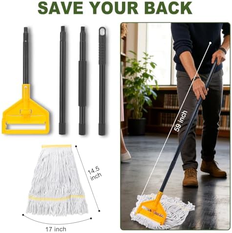 KeFanta Commercial Mop with 3 Extra Large Replacement Heads, 59Inch Handle - Image 3