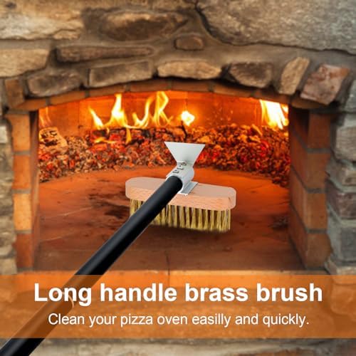 Pizza Oven Brush with Scraper, Brass Bristles Grill Brush with 33 or 47 Inch - Image 4