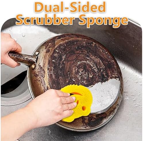 5 Pack Scrub Sponge, Dual-Sided Temperature Controlled Kitchen Sponge - Image 3