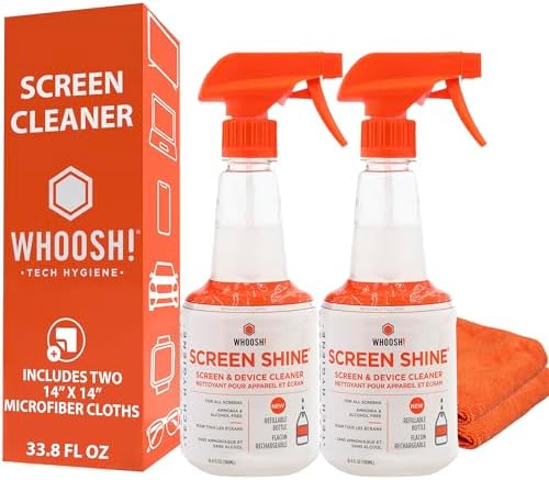 WHOOSH! Screen Shine Pro – TV Screen Cleaner & Cloth, 16.9 fl oz by WHOOSH