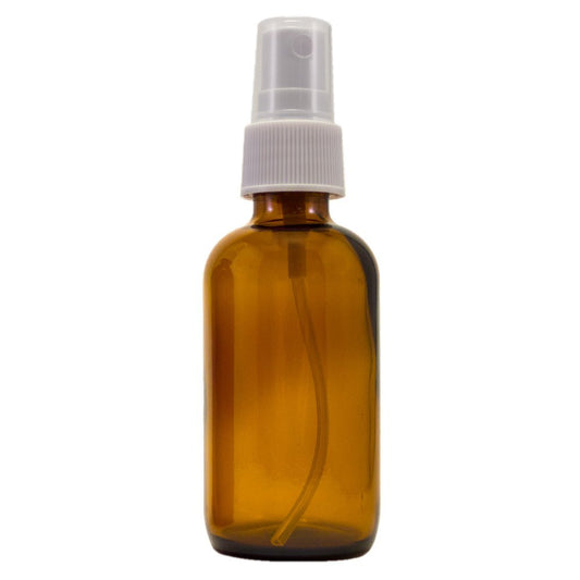 2 fl oz Amber Glass Bottle with White Spray Cap (12 Pack)