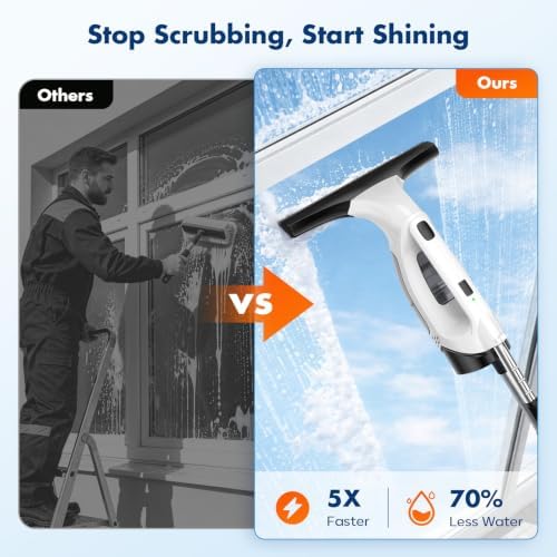 Window Vacuum Squeegee, Cordless Extendable Pole - Image 3