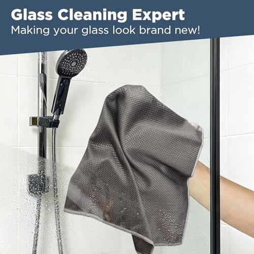 SINLAND Microfiber Glass Cleaning Cloth Streak Free Magic Towels Grey - Image 5