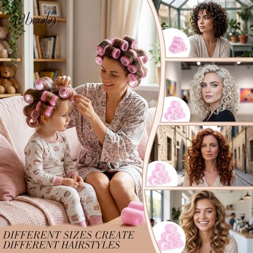obeoby 4 Sizes Hair Rollers for Women Self-Grip Curlers Set - Image 3