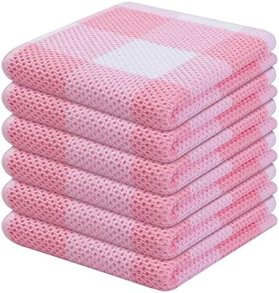 Homaxy 100% Cotton Check 6 Pack Dish Cloths by Homaxy