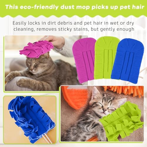 3 Pcs Reusable Duster Refills Washable Pads, Rose Red - Image 3