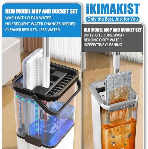 Flat Mop and Bucket with Wringer Set, Mops - Image 5