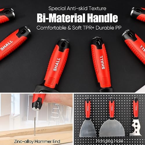 SHALL Drywall Tool Kit, Taping Knife, Painter Scraper Tool & 12" Mud Pan - Image 6
