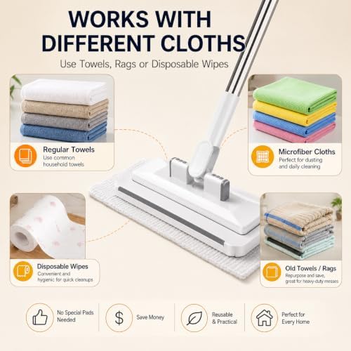 Hands Free Towel Mop, Self-Locking Flat Mop - Image 7