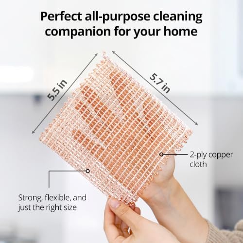 Naroa Copper Scrubbing Pads 3 Pack | 2-Ply Non-Abrasive Metal Mesh Scrubber | - Image 6