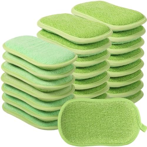 24 Pcs Reusable Scrub Sponges, Microfiber Washing Dish Scrubber by Shimeyao