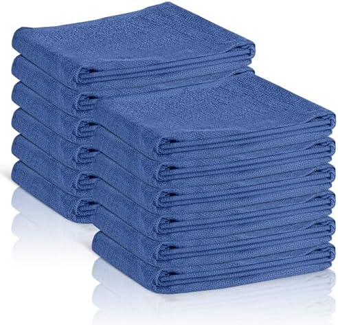 Surgical Towels for Cleaning Huck Towels 12 Pack 100% Cotton Size 15x25 Blue by NABOBWIPERS