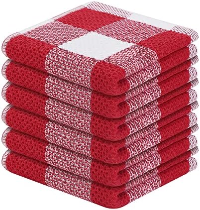 Homaxy 100% Cotton Check 6 Pack Dish Cloths by Homaxy