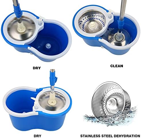 Spin Mop and Bucket with Wringer Set, 3 Microfiber Mop Heads - Image 4