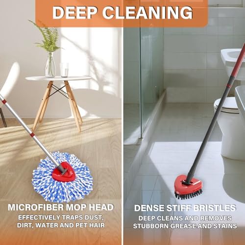 5 Pack Spin Mop Replacement for O Cedar RinseClean System-4 Heads +1 Brush - Image 5