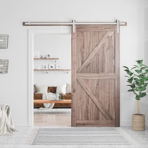 SMARTSTANDARD 7 Feet Brushed Nickel Barn Hardware Kit, Fit 42" W Door - Image 2