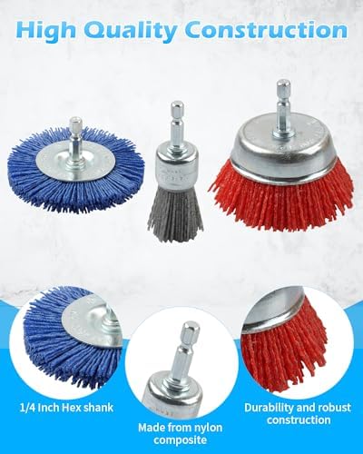 Rocaris 18 Pack Nylon Filament Abrasive Wire Brush Wheel & Cup Set - Image 3