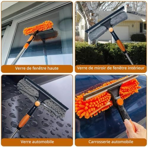 20 ft+ Reach Squeegee Window Cleaner Duster 2 in 1 Rotatable Window Cleaning - Image 5