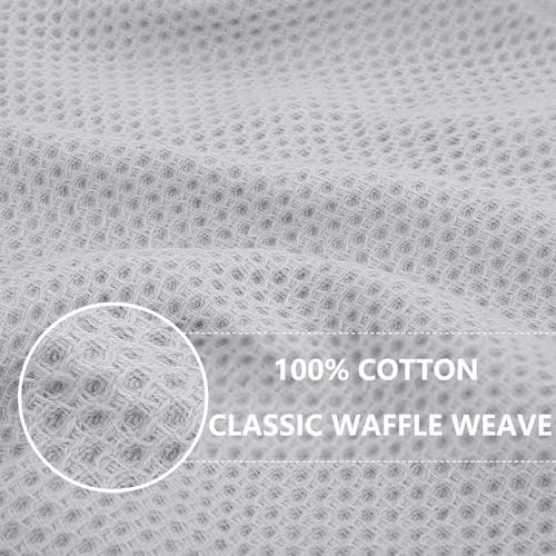 Homaxy 100% Cotton Waffle Weave Kitchen Dish Cloths, Light Gray - Image 2