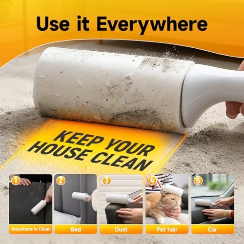 Extra Sticky Lint Roller for Pet Hair, 1000 Sheets, 3 Handles - Image 6
