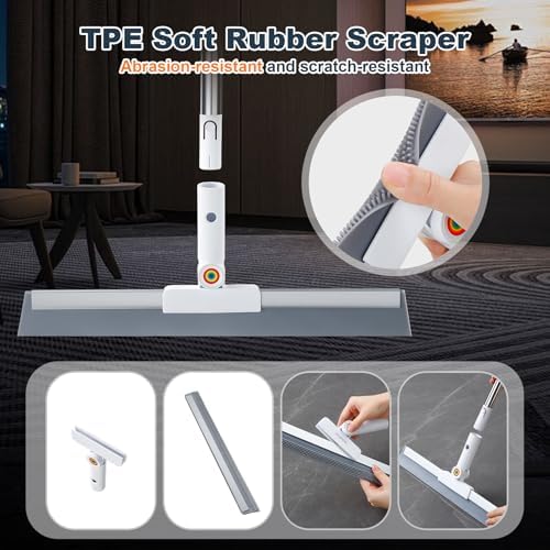 Rubber Squeegee Broom for Floor, Upgrade 62" Long Handle Window Squeegee - Image 3