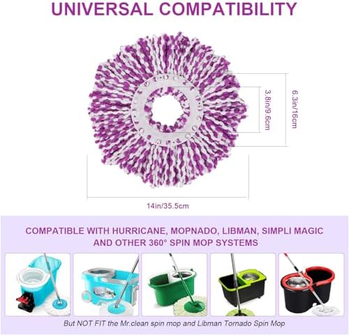 Spin Mop Replacement Heads, 6.3 Inch Microfiber Mop Refills - Image 2