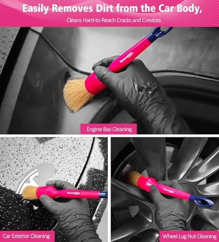 YeewayVeh 6PCS Car Detailing Brush Set, Boars Hair & Ultra Soft - Image 3