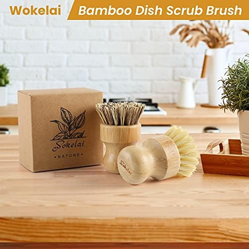 Bamboo Dish Scrub Brushes Set for Kitchen - Image 6