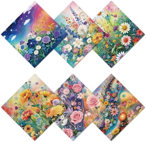 CREATCABIN 6 Pcs Floral Microfiber Glasses Cleaning Cloth Reusable Thicken by CREATCABIN