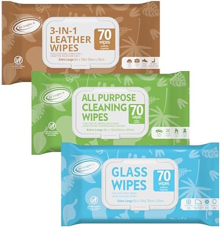 Air Jungles Car Interior Cleaning Wipes Set 210 Count, XL 8" x 10" by AirJungles