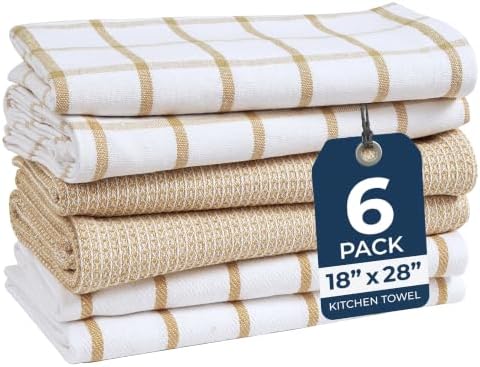 LANE LINEN Kitchen Dish Towels 100% Cotton Soft & Absorbent 6 Pack by LaneLinen