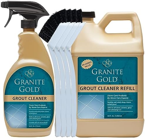 Granite Gold Grout Cleaner for Tile Floors & Showers, 24 & 64 oz 4-Brushes by GraniteGold