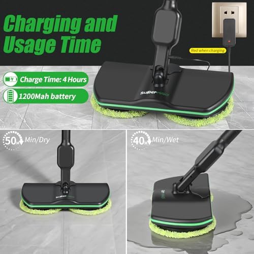 Upgraded Electric Spin Mop, 13-Inch Max Cleaning Pad Cordless Electric Mop - Image 3