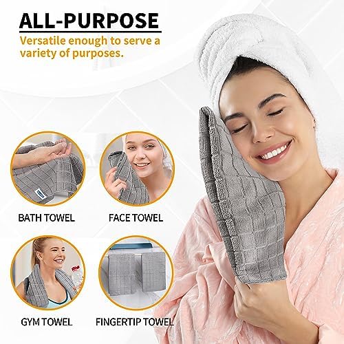 Microfiber Hand Bath Towels, 6 Pack 25''*15'' Grey Bathroom Hand Towels - Image 7