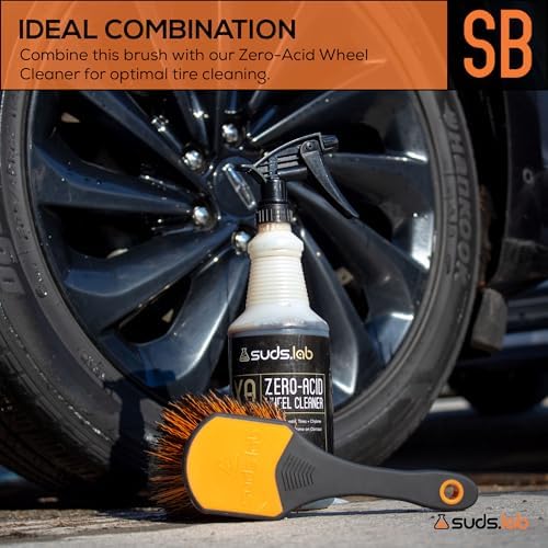 Suds Lab Wheel Spoke Brush, Rubberized Handle, Soft Bristle, Rim Cleaner - Image 4