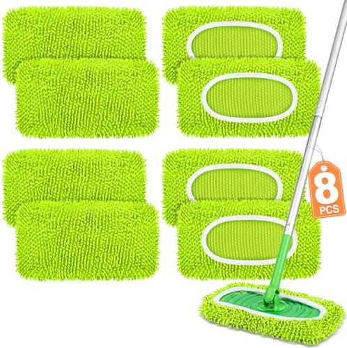 8 Pack Reusable Mop Pads Compatible by YHOVID