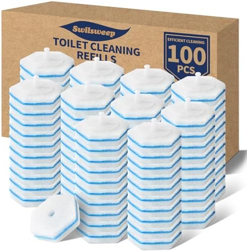 100 Count Toilet Bowl Wand Refills, Disposable Toilet Cleaner Refills, by Swilsweep