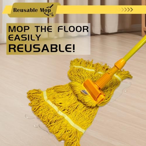 Heavy Duty Wet Industrial Cleaning Mop Head – 21 oz Yellow mop Head Replacement - Image 4