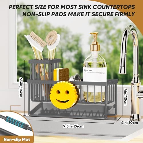 Sponge Holder for Kitchen Sink, Smiley Face Sink Caddy - Image 2